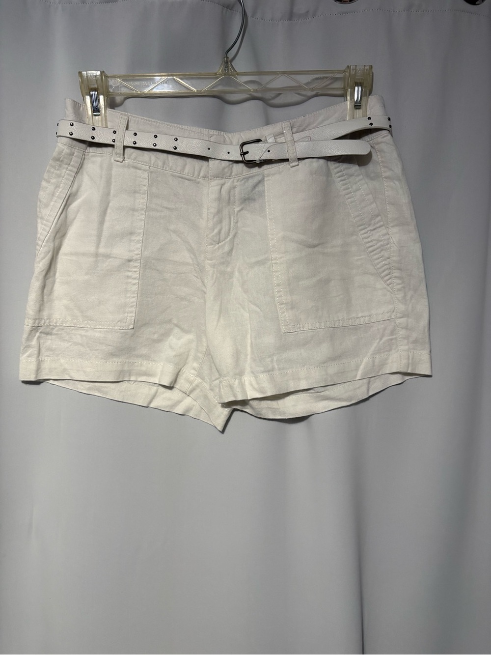 Apt. 9 White Linen-Blend Belted Shorts